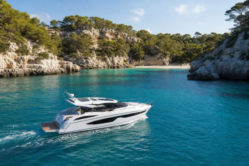 Yate fondeado en Menorca